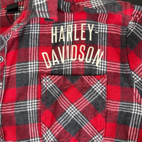 Harley-Davidson Red and Black Plaid Casual Shirt - Picture 3 of 6